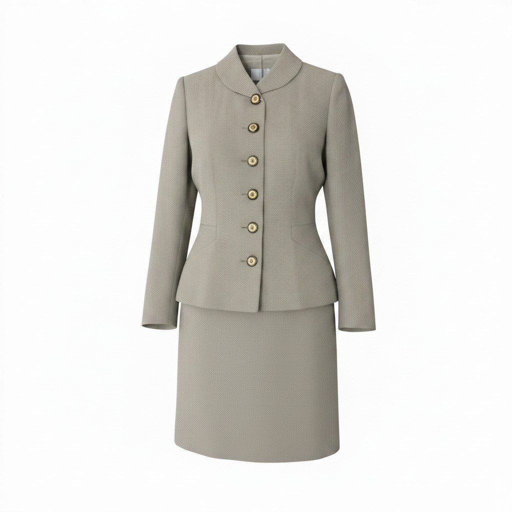 60f17 Christian Dior クリスチャンディオール ロゴボタン セットアップ ジャケットスカート Mサイズ ベージュ ウール レーヨン レディースo07t