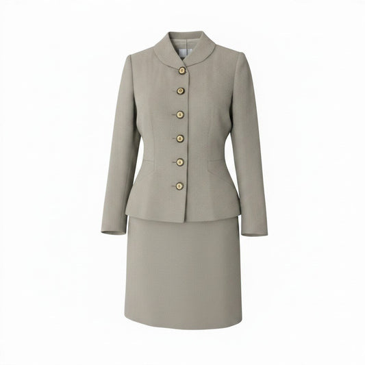 60f17 Christian Dior クリスチャンディオール ロゴボタン セットアップ ジャケットスカート Mサイズ ベージュ ウール レーヨン レディースo07t