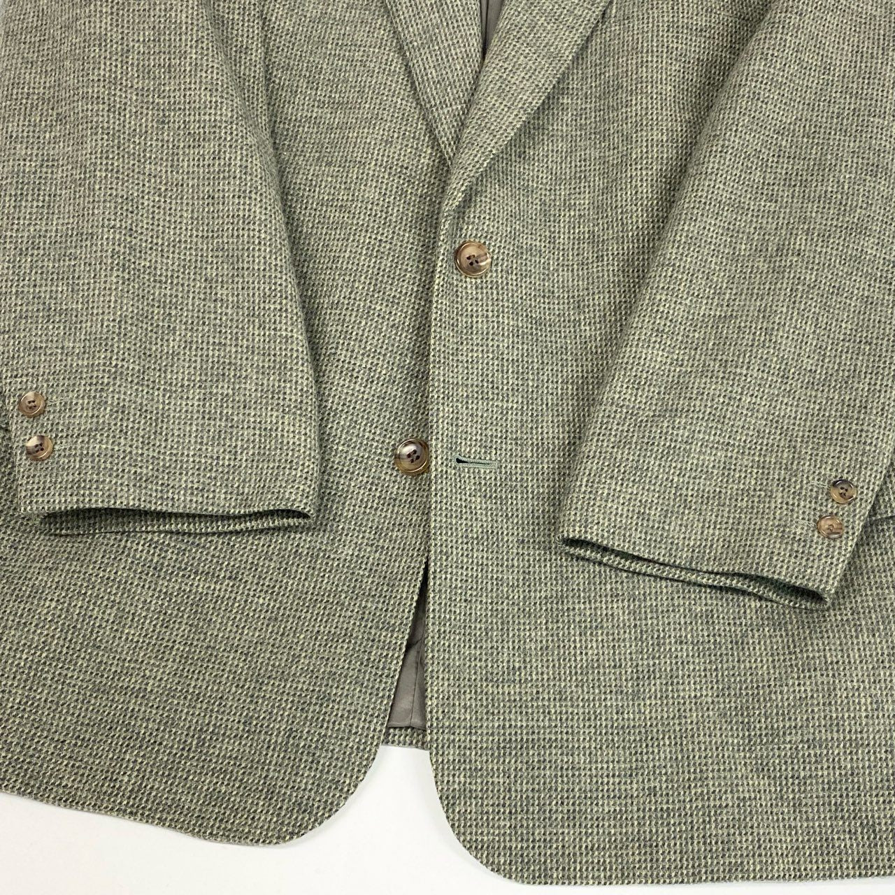 52L9 Papas パパス 英国 Joshua Ellis生地 ツイードジャケット テーラードジャケット L グリーン系 ウール カシミヤ メンズu02t