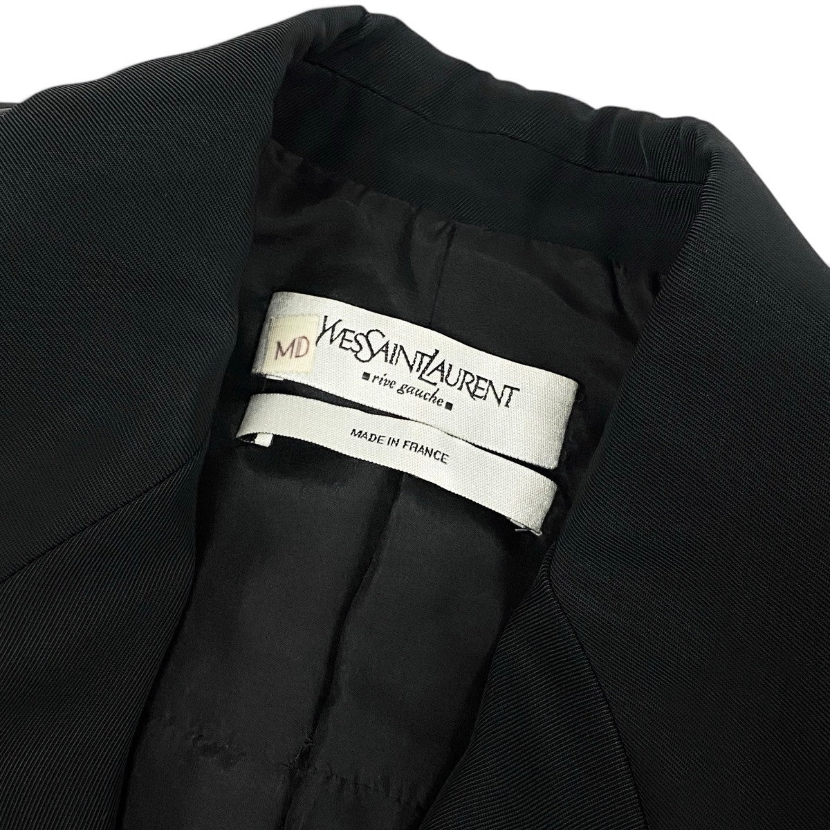 Ei3 YVES SAINT LAURENT イヴサンローラン リヴゴーシュ テーラードジャケット  サイズ36 ブラック レディースo07t
