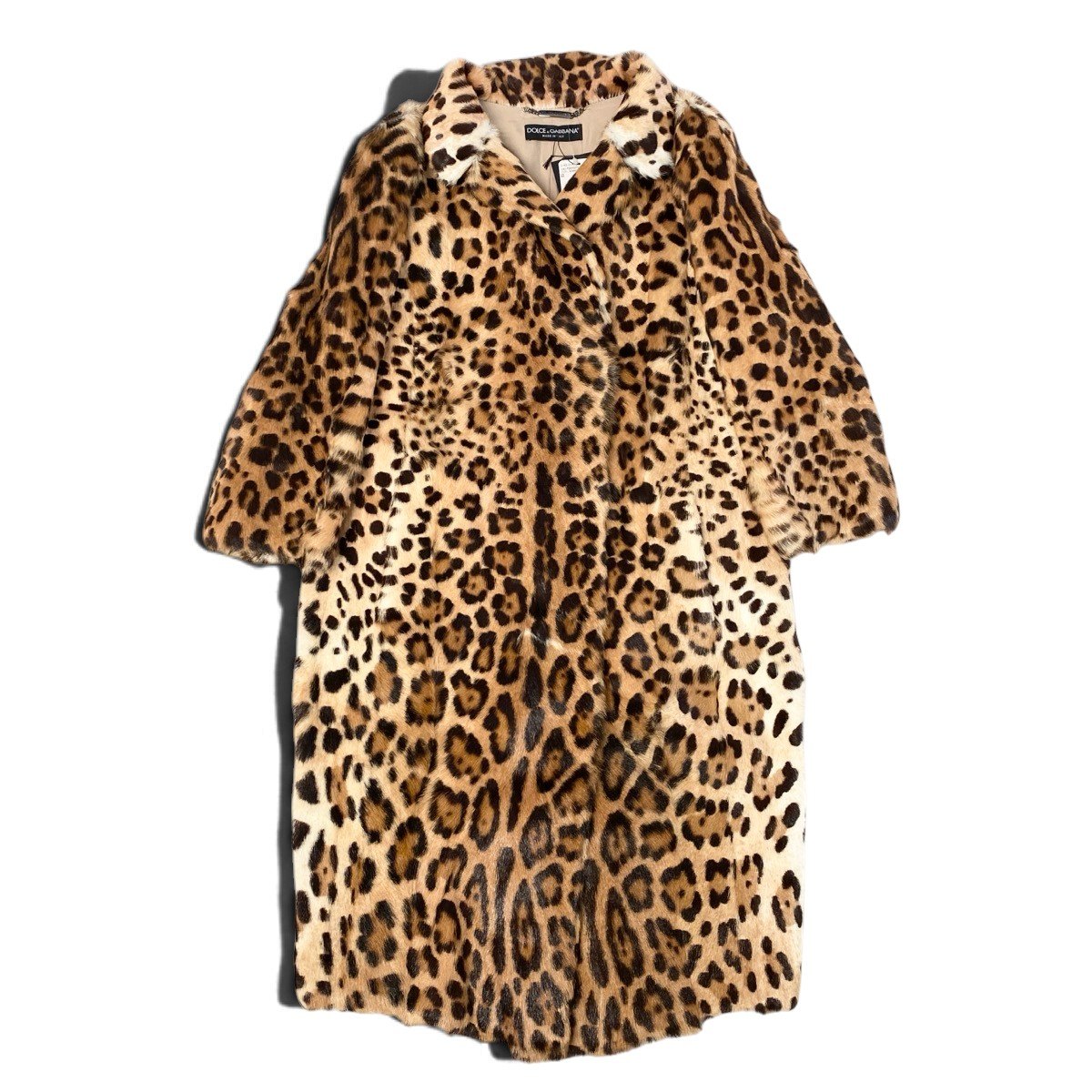 Ej26 【未使用タグ付】 定価1,632,400円 DOLCE＆GABBANA ドルチェアンドガッバーナ ファートリミングコート アニマル柄 F0H45FFUPNM1 サイズ38 ベージュ系 ゴート 山羊 レディースu02t
