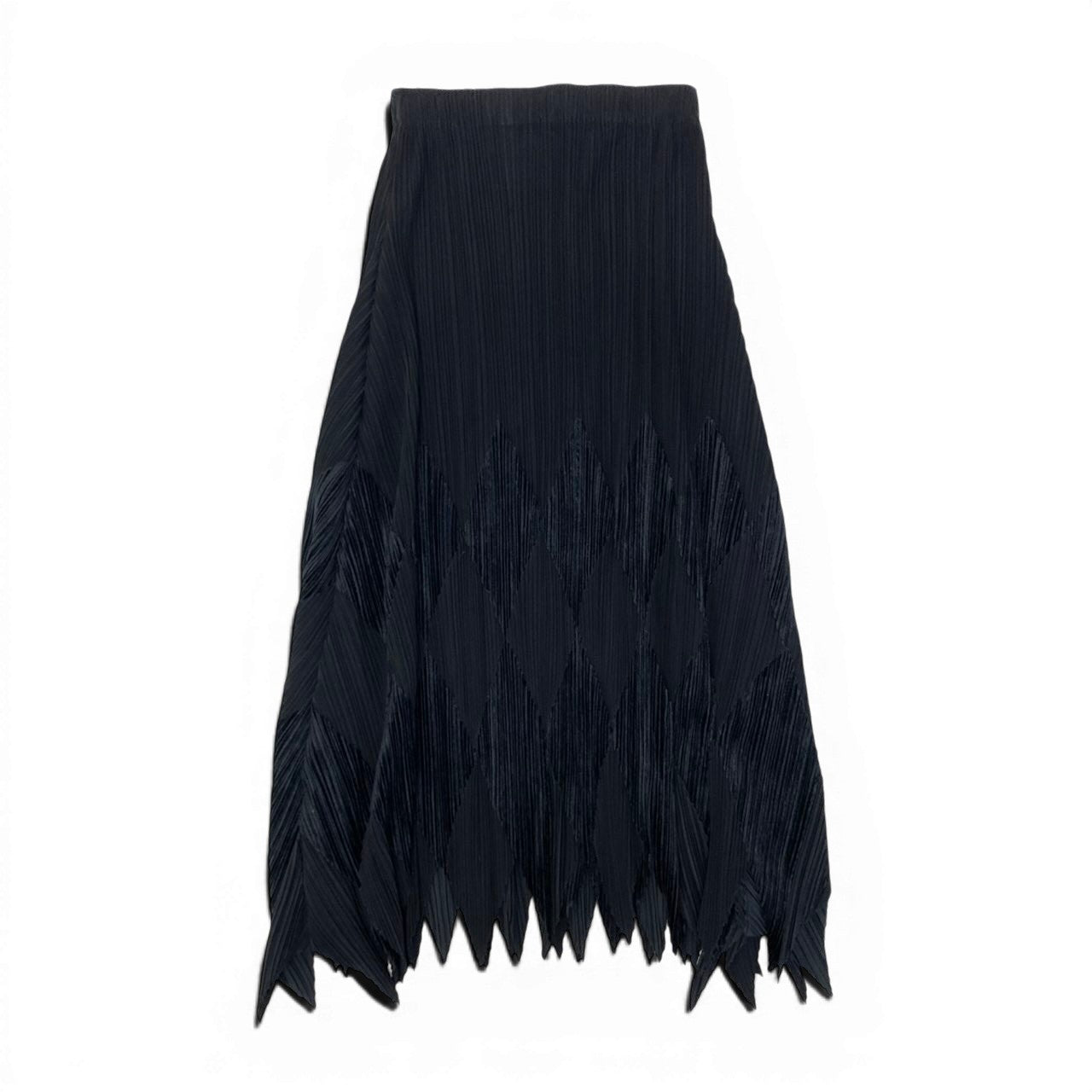 Af9 ISSEY MIYAKE FETE プリーツスカート ダイヤ柄 カットワーク 日本製 IF44FG752 1サイズ ブラック ポリエステル100％ レディース 女性用u02t
