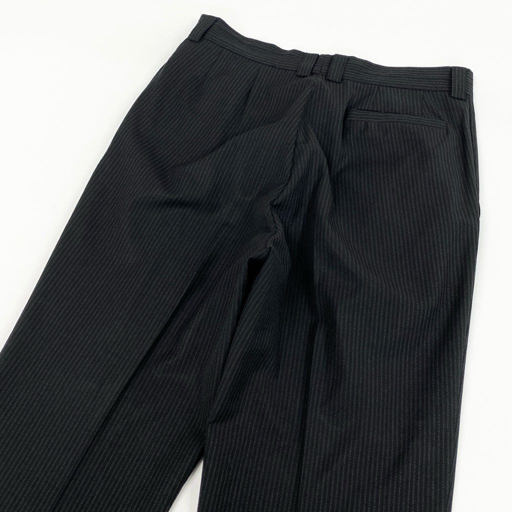 8f8 GIANNI VERSACE ジャンニ ヴェルサーチ セットアップスーツ テーラードジャケット パンツ ボトムス 裏地メデューサ ストライプ 背抜き ブラック