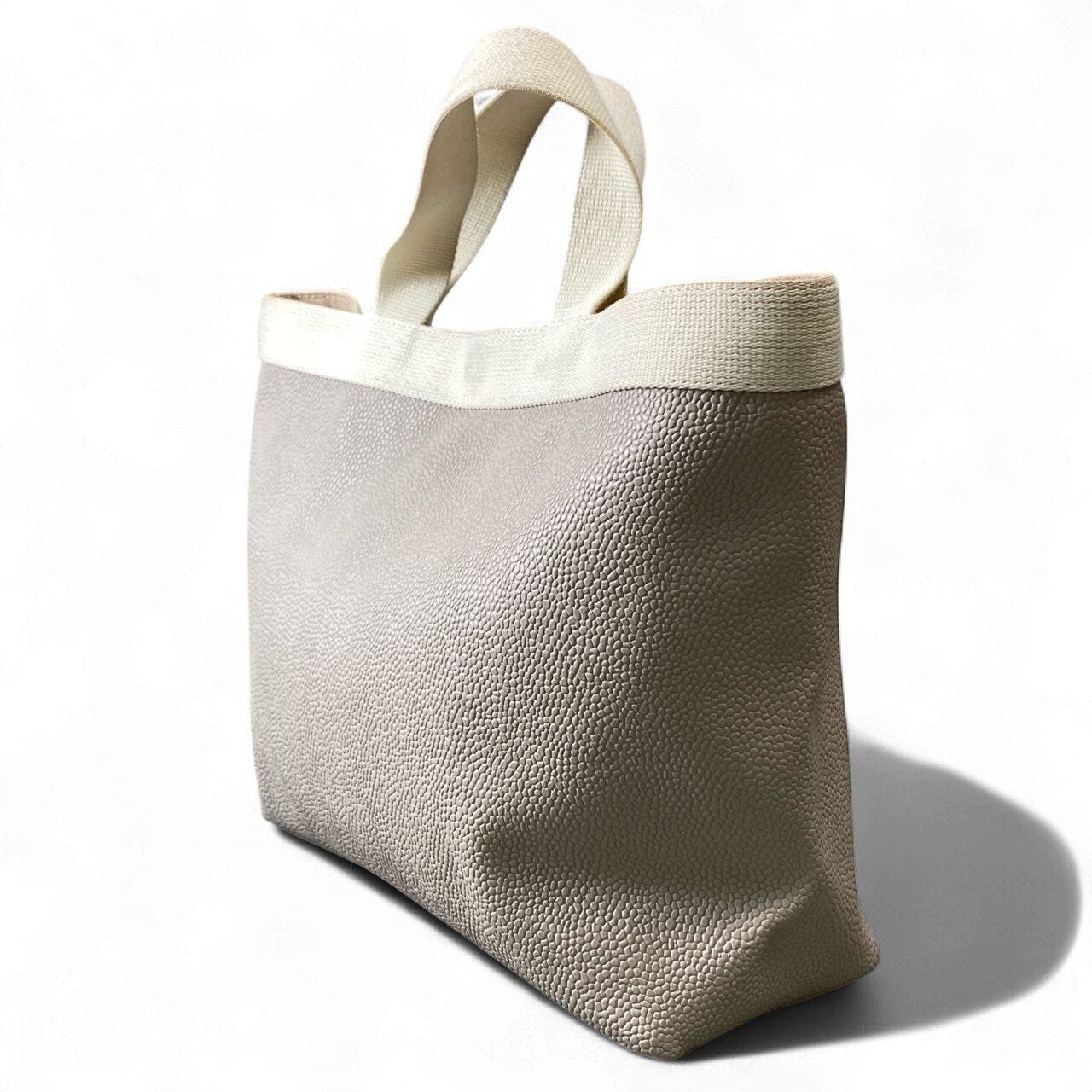 bk18 Herve Chapelier エルベシャプリエ 705GP 舟形ハンドバッグ 鞄 グレー系 レザー×キャンバス レディースu02t