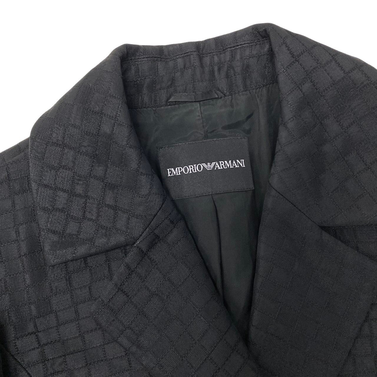 50g4 EMPORIO ARMANI エンポリオアルマーニ テーラードジャケット  総柄 サイズ44 ブラック レディース フォーマルo07t