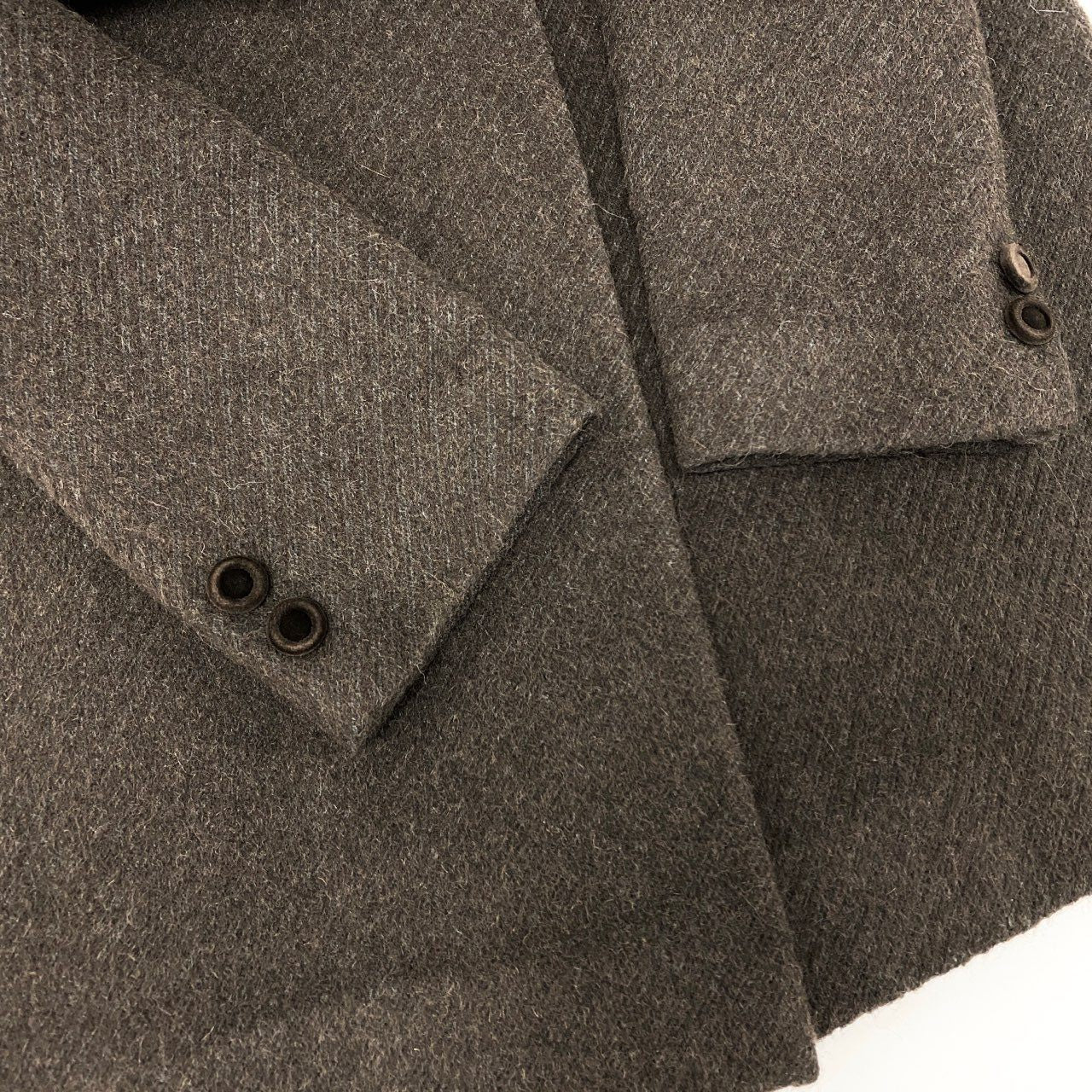 52L9 SANYO Carat サンヨー 染めブルーフォックスファー アルパカロングコート サイズ9号 ブラウン 画像参照 本毛皮 FOX FUR × ALPACAt18r