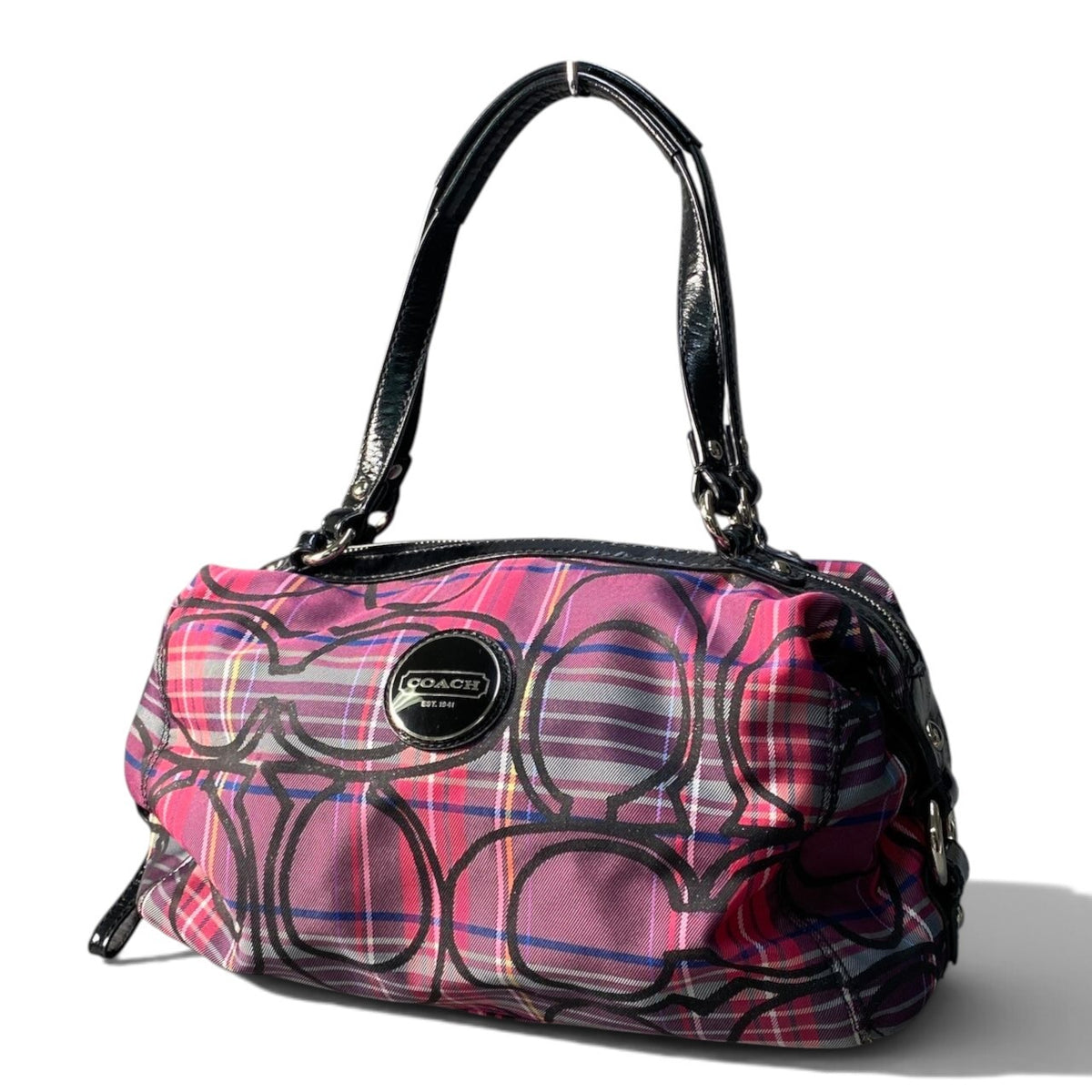 i14 COACH コーチ ラージシグネチャー ショルダーバッグ Large Signature Shoulder Bag F15501 パープル系t18r