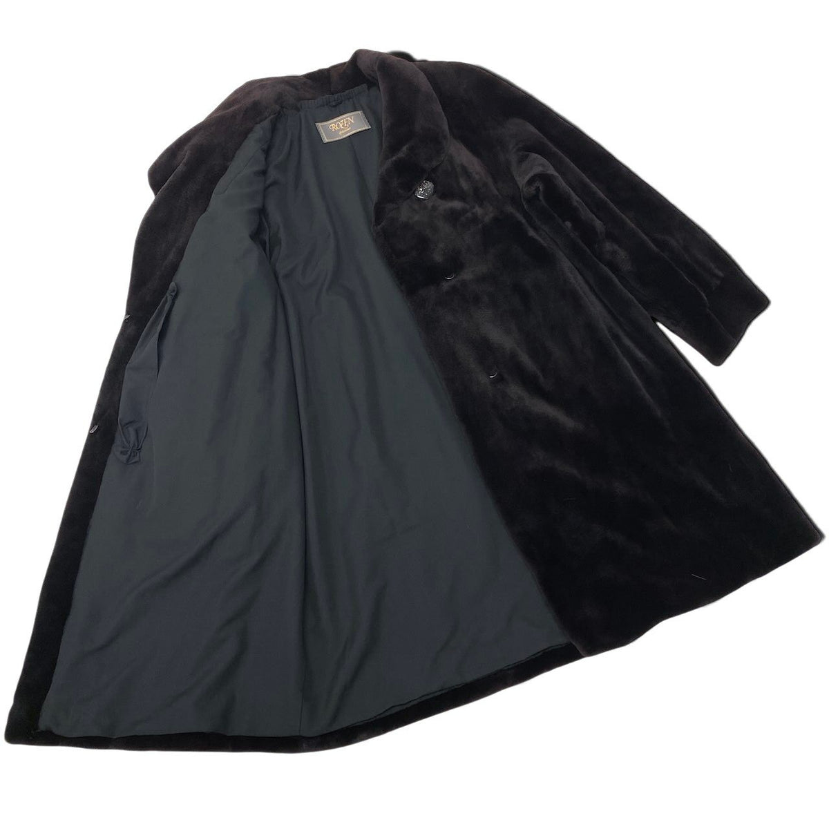 58i20 ROZEN シェアードミンク ロングコート サイズF ダークブラウン 本毛皮 Shared Mink Fur Long Coat リアルファーt18r