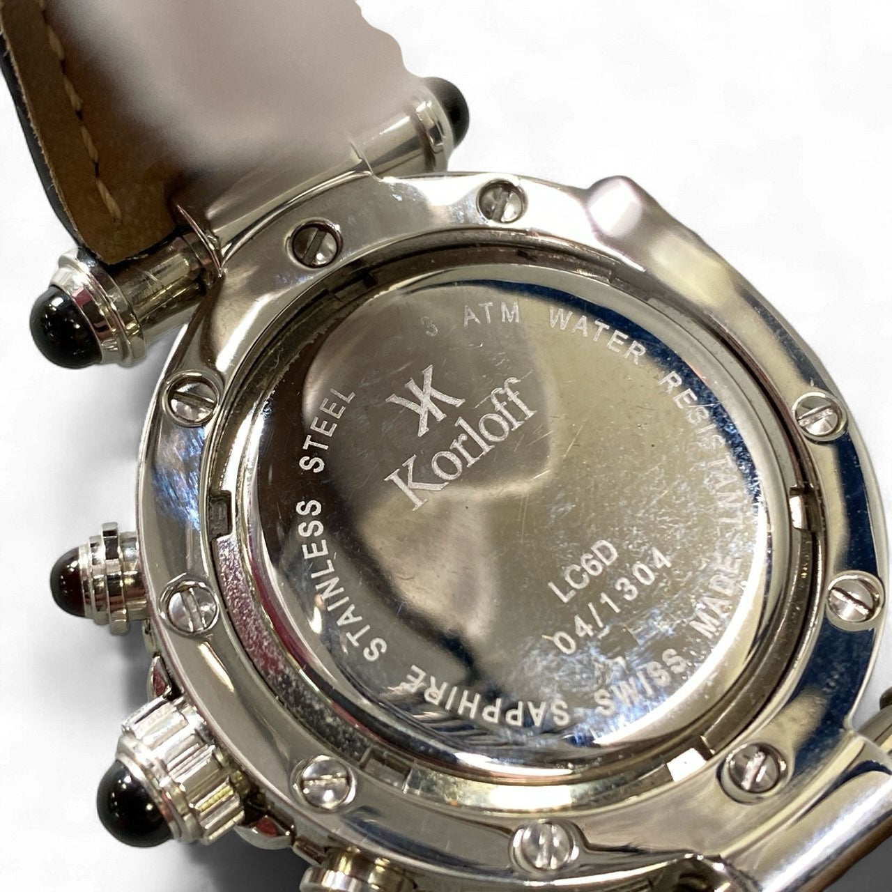 k18《美品》 Korloff コルロフ クロノグラフ クォーツ レディース 腕時計 LC6D シルバー ブラック 高級腕時計 ケース 保証書付きt18r