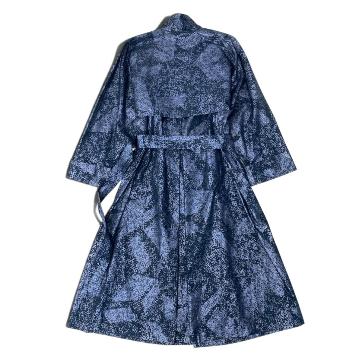 56i16 Christian Dior クリスチャンディオール スタンドカラーコート ロングコート ベルト付 総柄 サイズ7 ネイビー コットン100％ レディースo07t