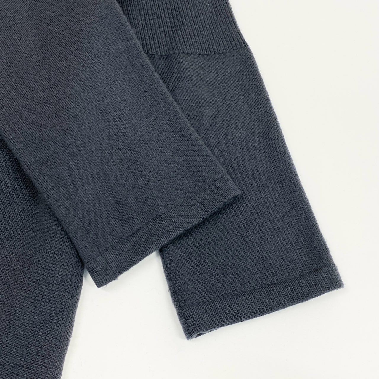 63d13 LEONARD FASHION レオナール 七分袖 ニットワンピース 膝丈ワンピース 花柄刺繍 ラインストーン装飾 リブ切替 ウールシルク混 サイズ40 グレー レディース 女性用o07t