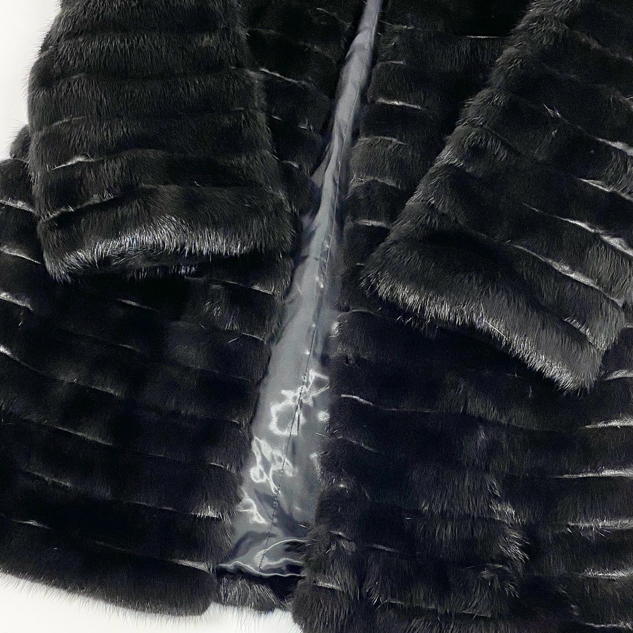 23a21 ダークミンク ファーコート サイズL ブラック 本毛皮 Black Mink Fur Coat リアルファーt18r
