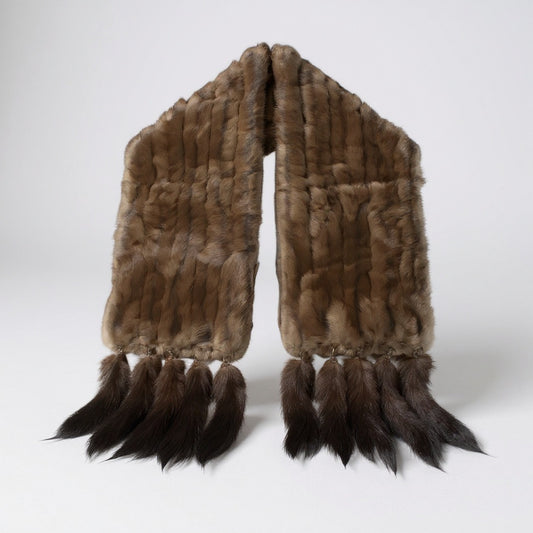 14a15 ロシアンセーブル 大判 ティペット ブラウン 最高級毛皮 マフラー Russian Sable Fur リアルファーt18r