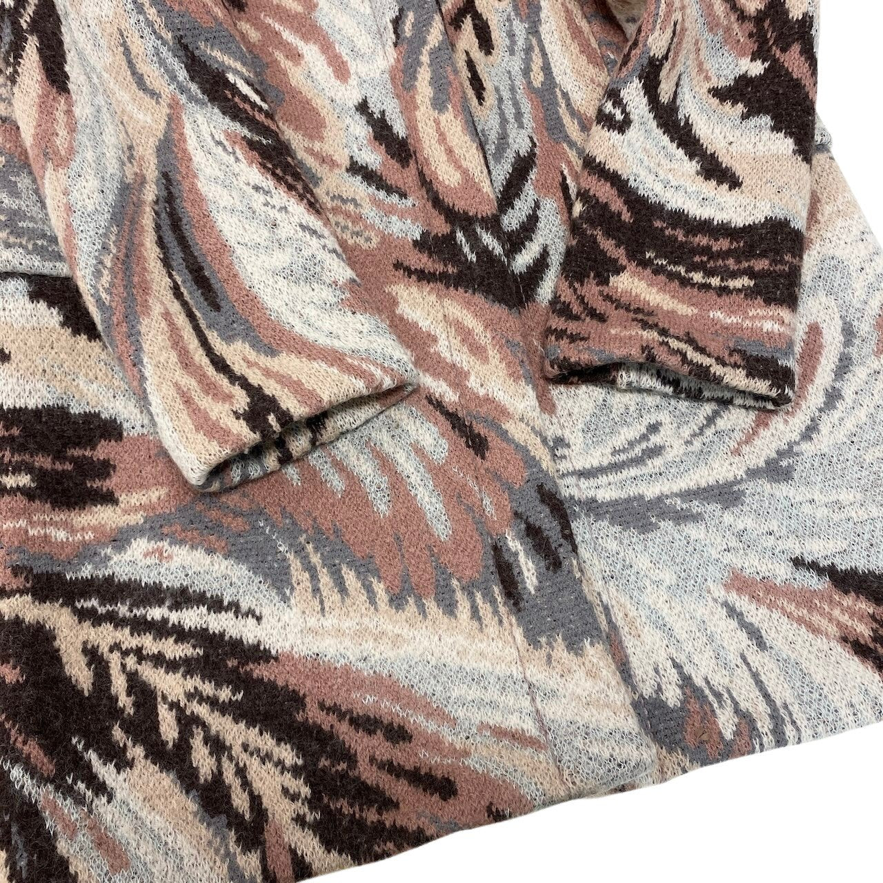 81g4 MISSONI ミッソーニ ステンカラーコート 総柄 ウールモヘヤ混 ロングコート サイズ46 マルチカラー レディースk02i