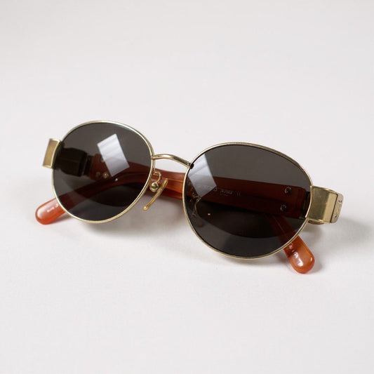 a6 LANVIN ランバン ツーポイント ロゴ サングラス アイウェア 小物 ブラウン メンズ 男性用k02i