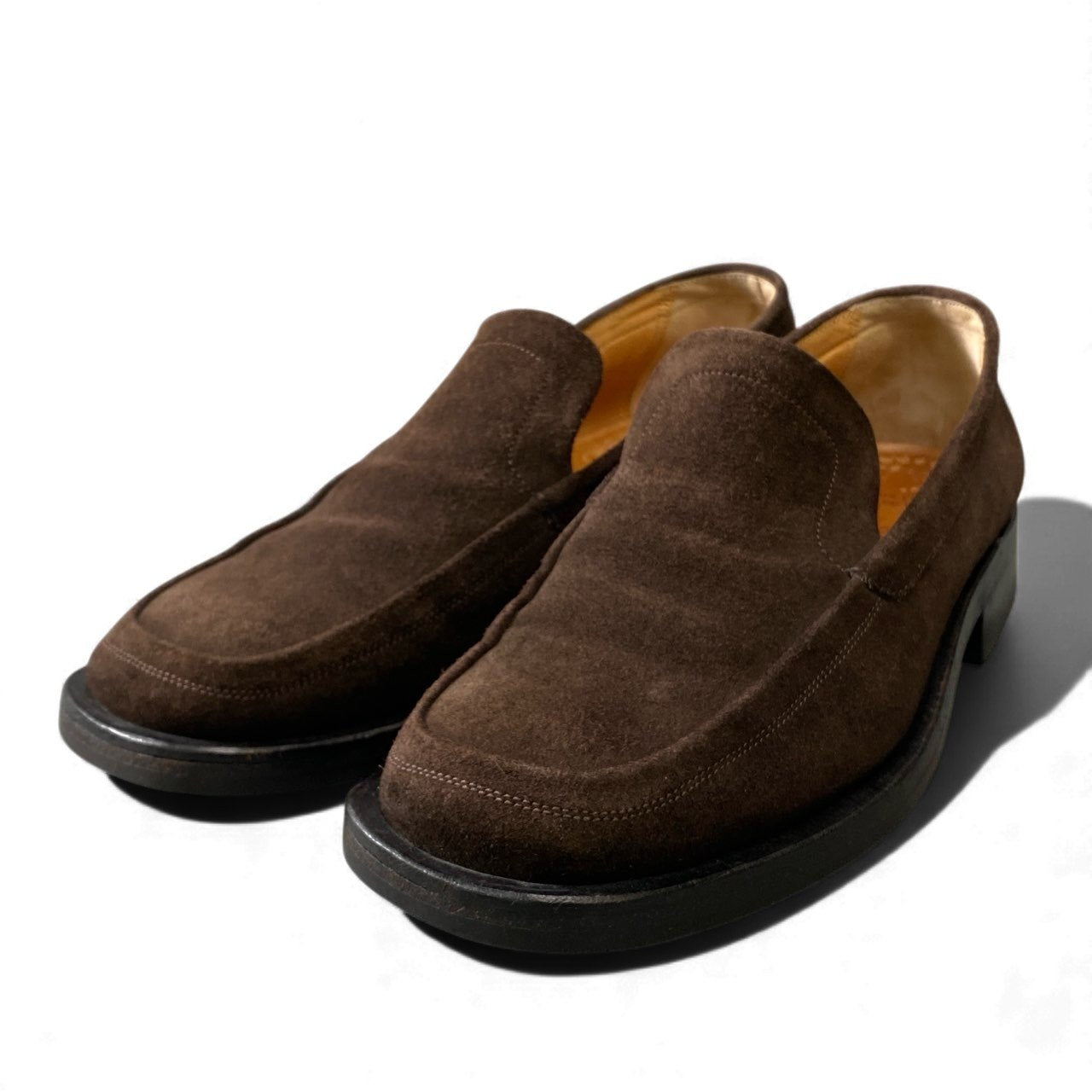 2L15 HERMES エルメス スウェード レザー シューズ ローファー 靴 イタリア製 41サイズ ブラウン メンズk02i