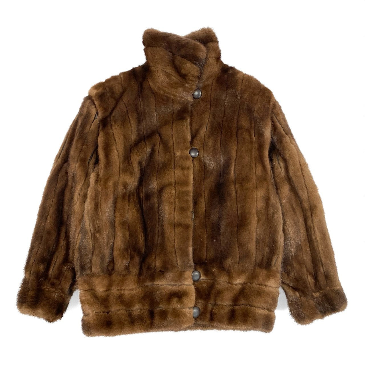23l1 EMBA エンバ スカンブラウンミンク レアデザイン コート 11号 ブラウン 本毛皮 デミバフ ジャケット MINK FUR リアルファーt18r