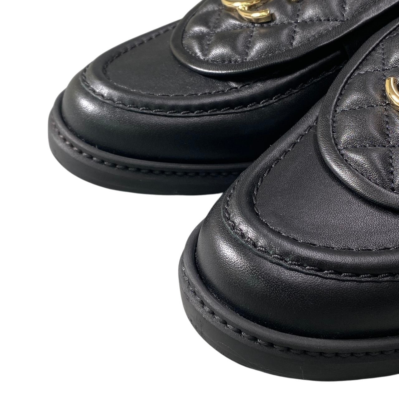 《極美品》 CHANEL シャネル マトラッセ ターンロック ローファー CC Quilted Turnlock Loafer G36646 38 1/2 ブラック 箱付きt18r
