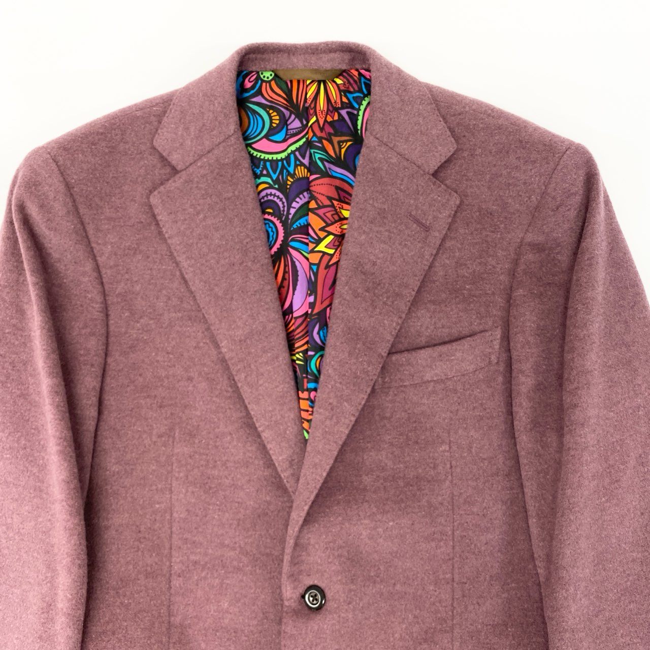 66L1 《美品》 mila schon ミラショーン カシミヤジャケット テーラードジャケット 裏地総柄 フラワーモチーフ メンズ 紳士服 パープル カシミア100％u02t