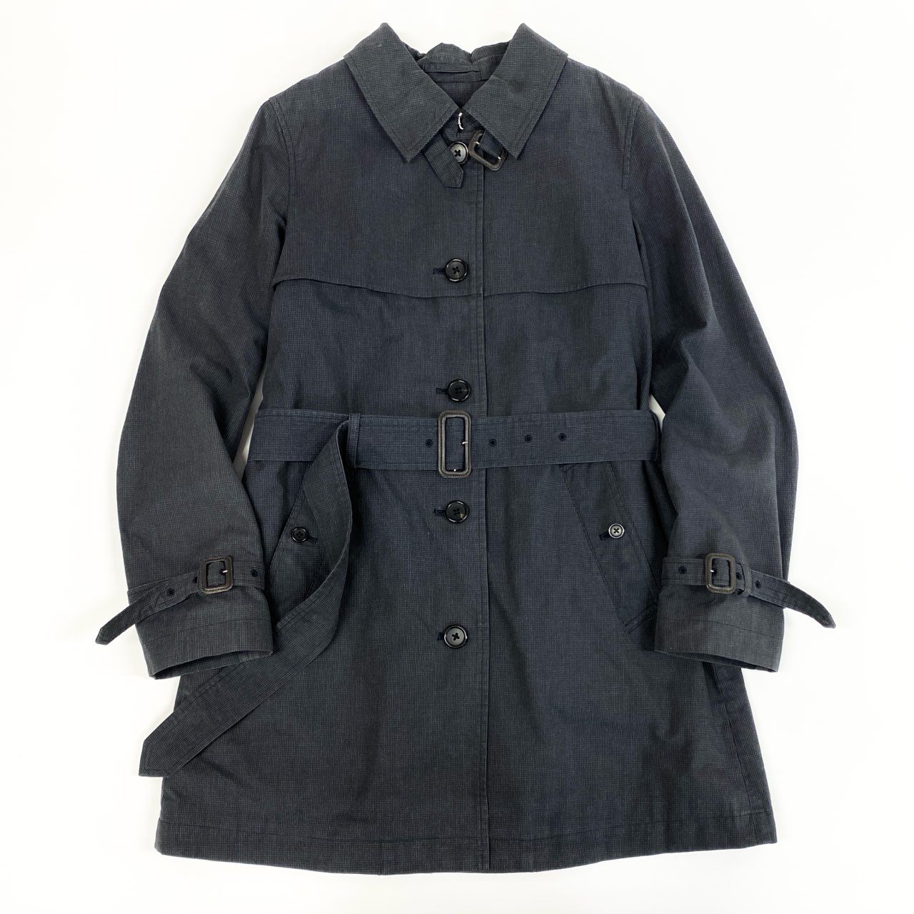 13j29 MARGARET HOWELL マーガレットハウエル ショートトレンチコート ジャケット アウター ライナー着脱可 578-212904 1サイズ ネイビー レディースu02t