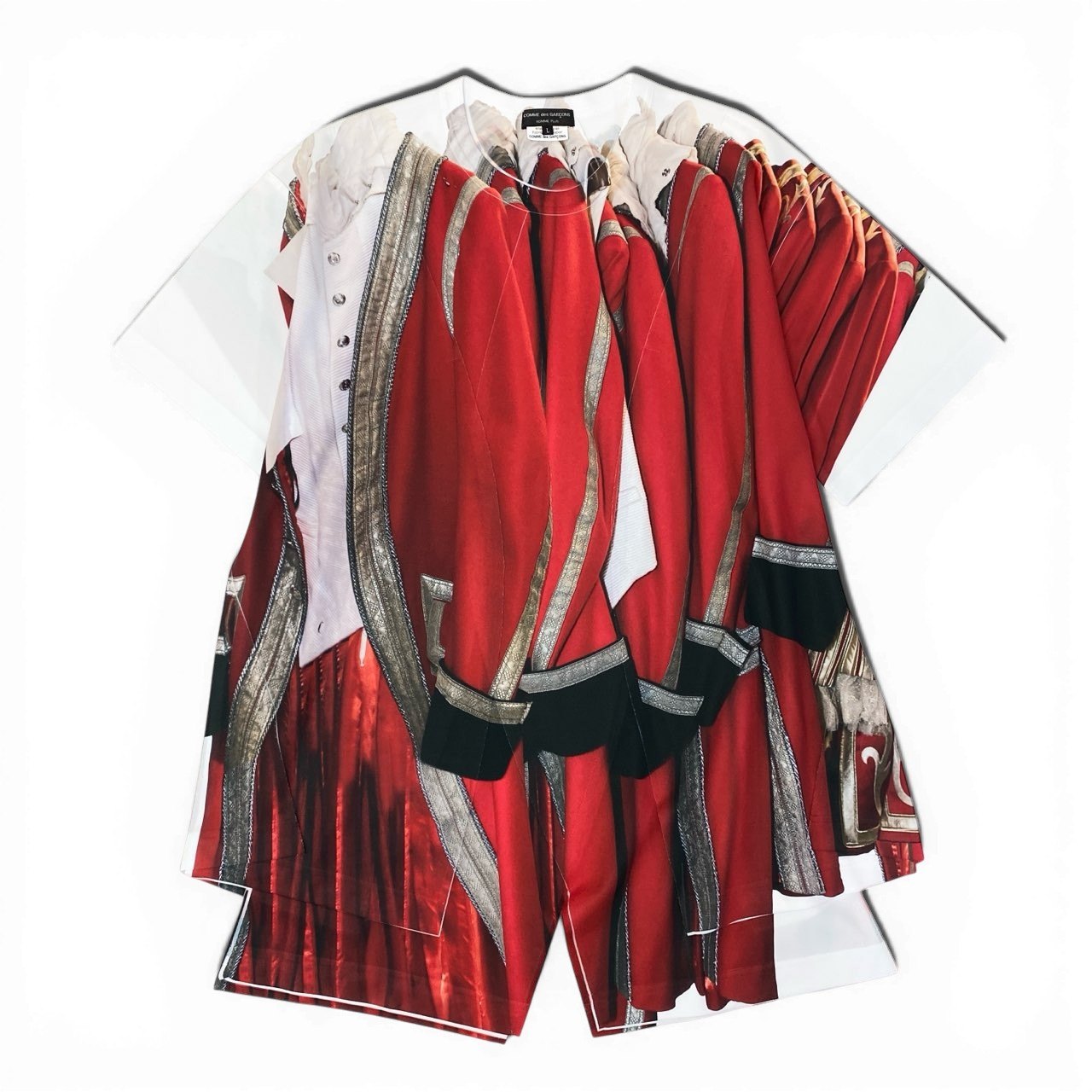 Aa27【美品】COMME des GARCONS コムデギャルソン 転写プリント Tシャツ トロンプルイユ トップス AD2023 PM-T011 Lサイズ ホワイト レッド ポリエステル100％ メンズo07t