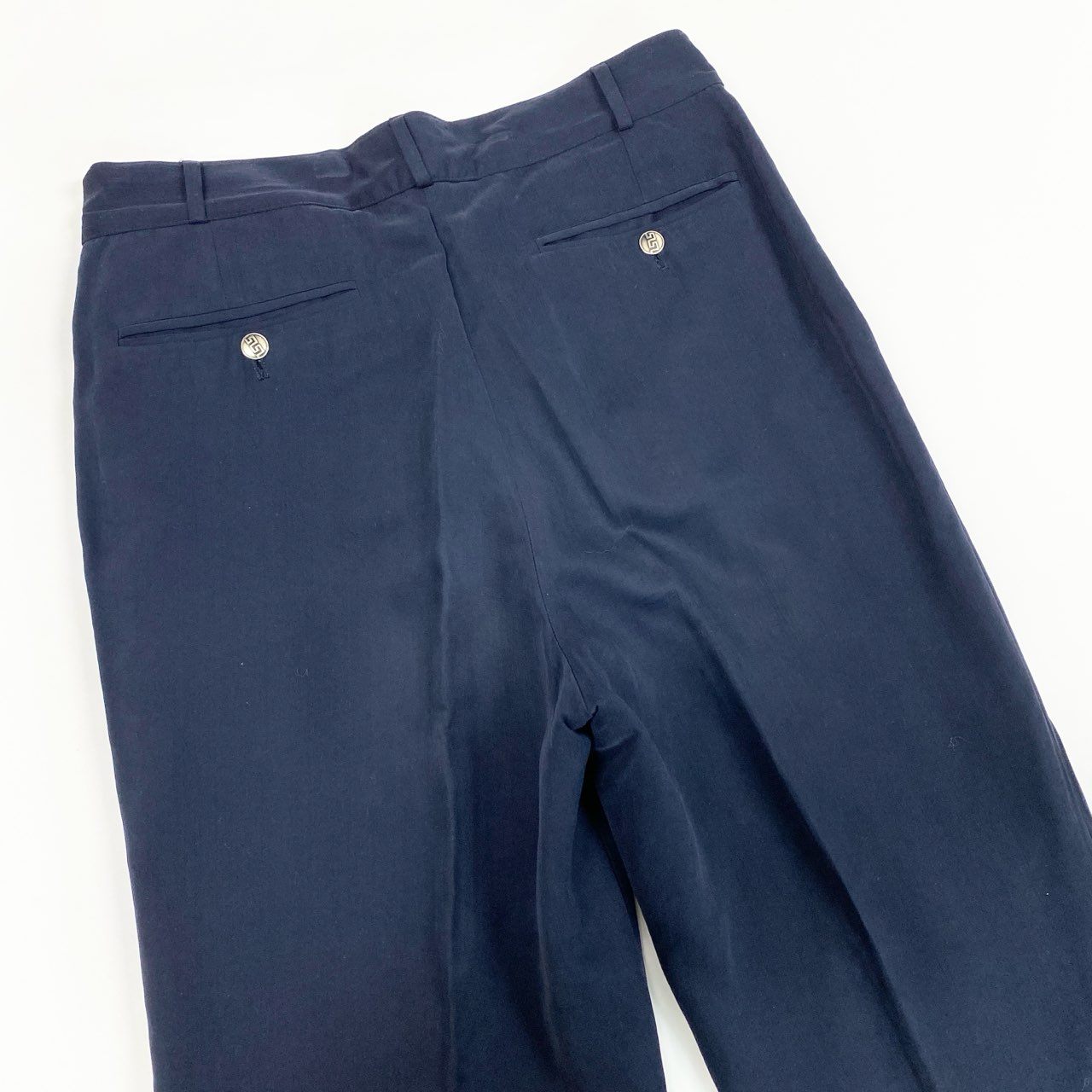 37a19 VERSACE SPORT ヴェルサーチ セットアップスーツ シングルスーツ 3B 刻印ボタン シルク混 メンズ 紳士服 フォーマル サイズ48 ネイビーu02t