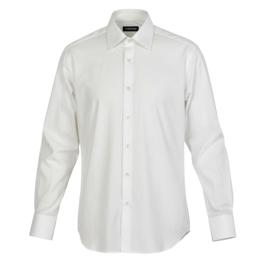 9f5① TOM FORD トムフォード 長袖シャツ コットンシャツ 39-15 1/2 ホワイト 無地 コットン100％ メンズ 紳士服u02t