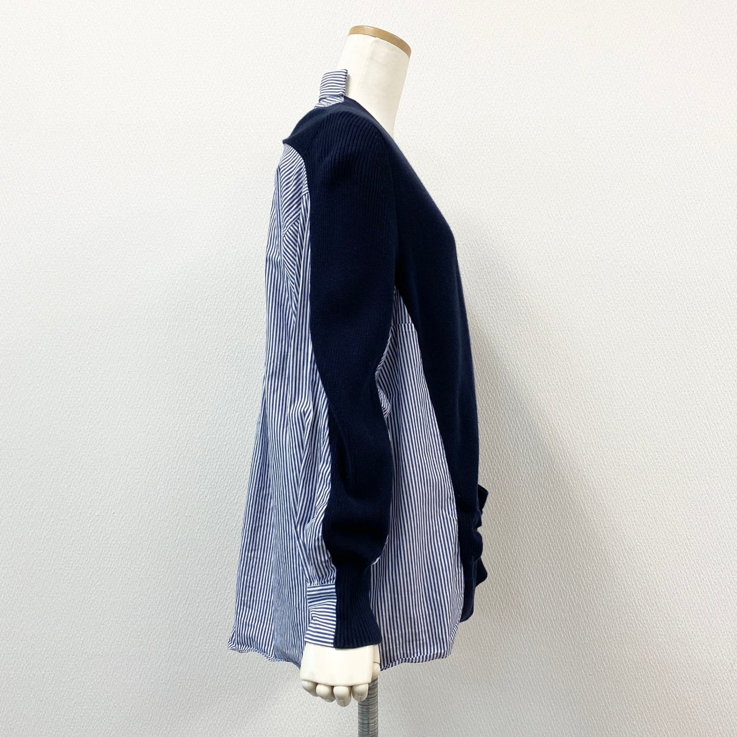 56h1 sacai サカイ ドッキング シャツカーディガン 17-02971 1 ネイビー 再構築 羽織 レディースt18r
