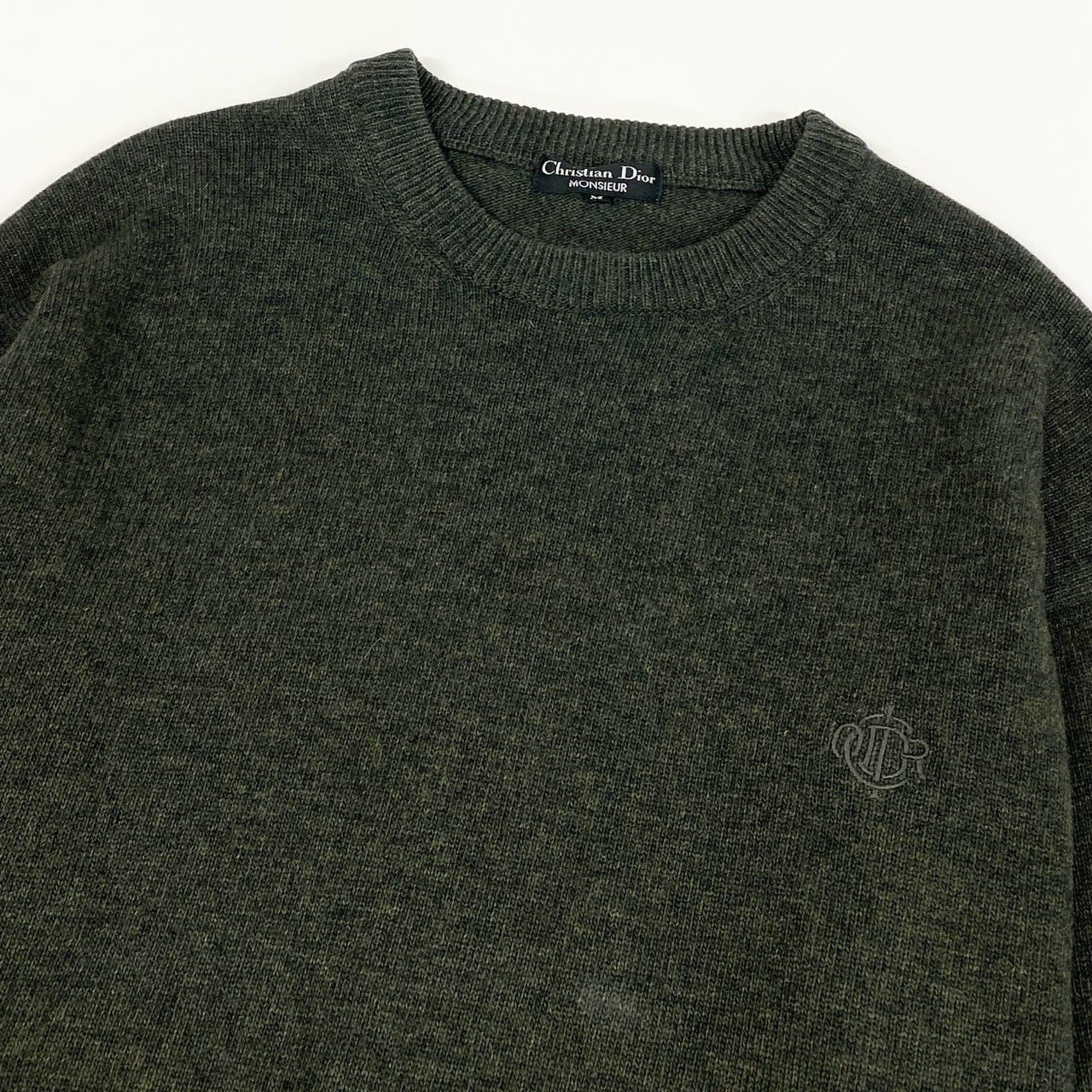 2L27 Vintage Christian Dior ヴィンテージ クリスチャンディオール One Point Logo NEP Knit Sweater ワンポイントロゴ ニットセーター M メンズ 男性用k02i