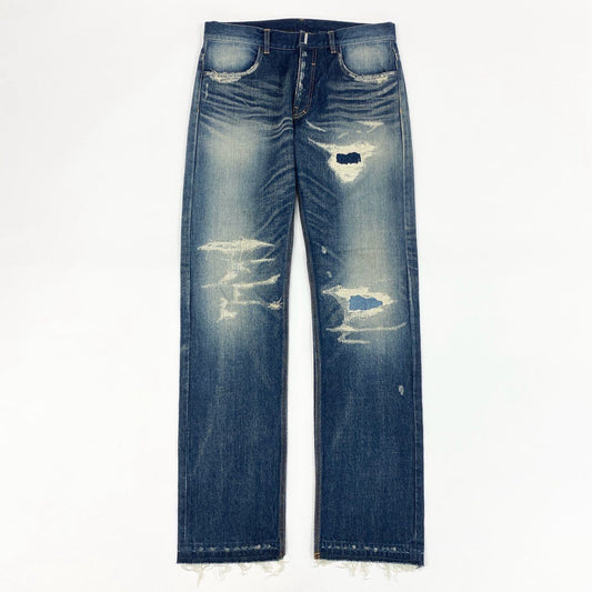 8h4【未使用】GIVENCHY ジバンシー 2023AW ダメージジーンズ ダメージ加工 デニム サイズ31 インディゴ メンズ made in japank02i