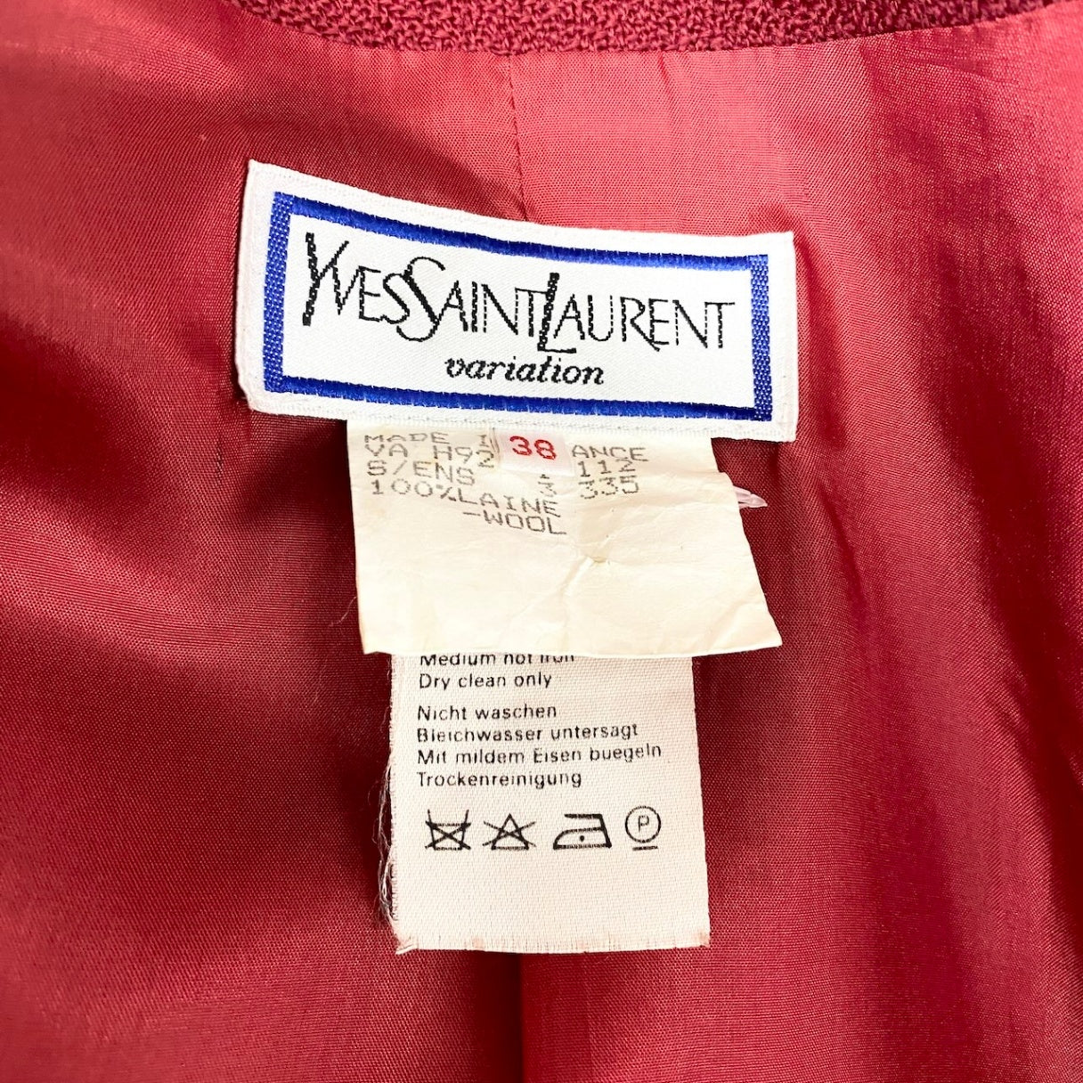 2g2 YVES SAINT LAURENT イヴサンローラン variation ヴィンテージ ダブルブレスト テーラードジャケット 金ボタン サイズ38 レッド レディース 女性用u02t