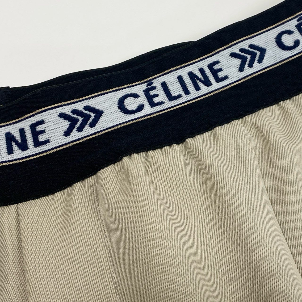 Ib16　【美品】CELINE セリーヌ フィービー期 ワイドパンツ Phoebe Philo Waistband Wide Leg Pants 40サイズ ベージュ レディース 女性用ta1