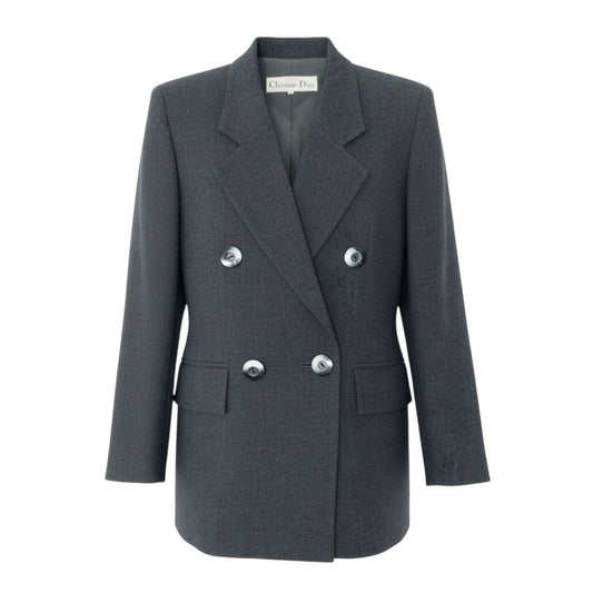 Ec5 Christian Dior クリスチャンディオール ダブルブレストテーラードジャケット ウールジャケット ブレザー Mサイズ ダークグレー レディース 女性用o07t