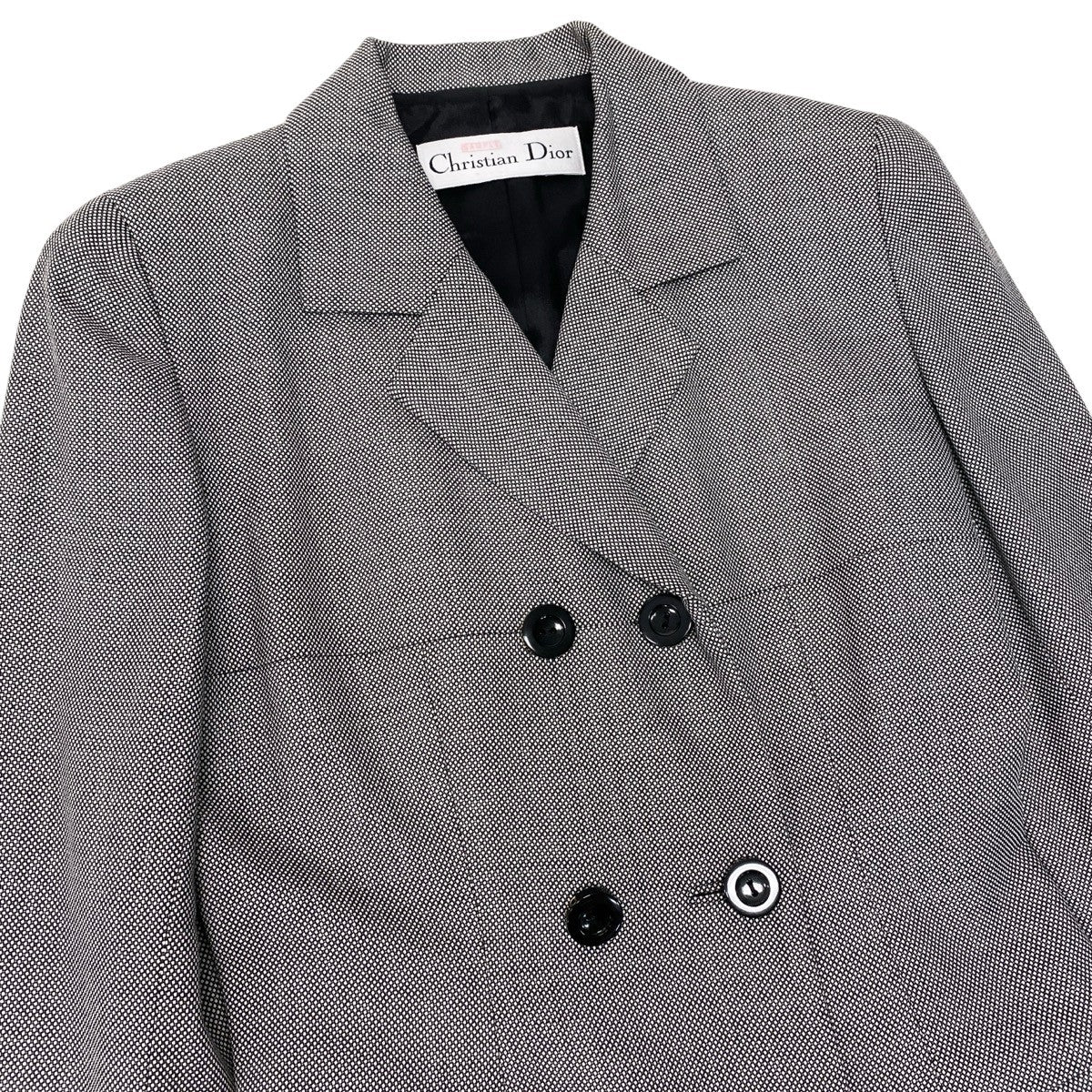 Eh10 Christian Dior クリスチャンディオール ダブルブレスト ジャケットコート ブラック ホワイト レディースo07t