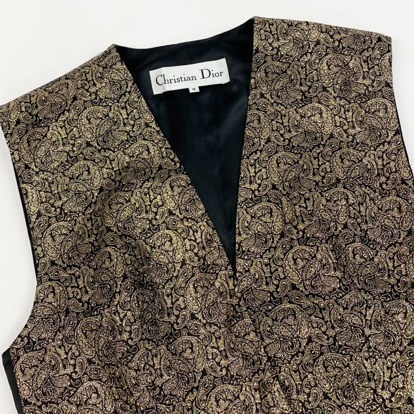 Ab23 Christian Dior クリスチャンディオール 総柄 ジレベスト トップス 装飾ボタン Ｍ ゴールド レディースu02t