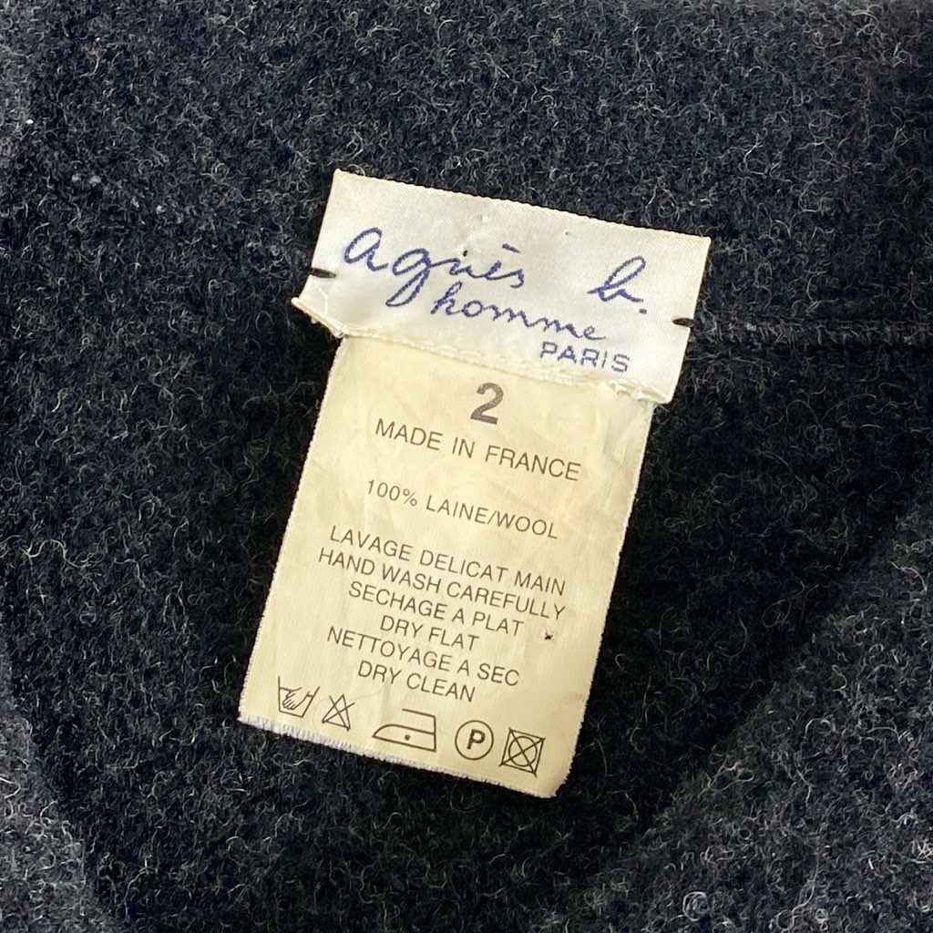 30e4 agnes b. homme アニエスベー オム フランス製 VINTAGE WOOL JACKET ジップアップブルゾン 2 ブラック ビンテージ ジャケット