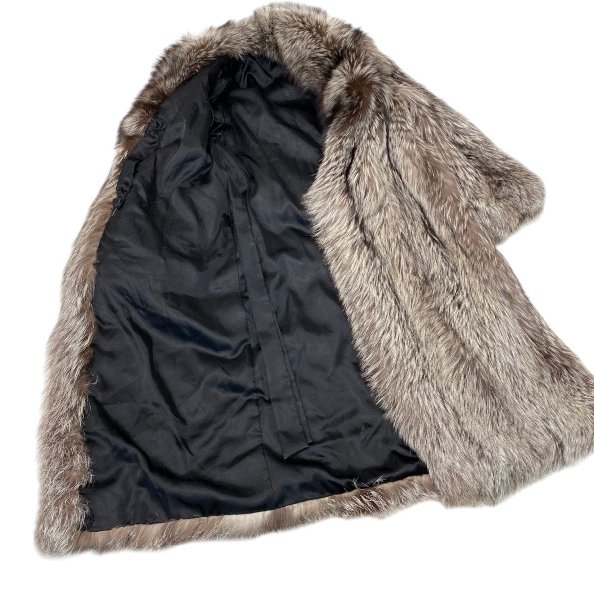 52i24 シルバーフォックス 極厚 超ロングコート 丈120cm サイズ13 本毛皮 Silver Fox Fur Long Coat リアルファーt18r