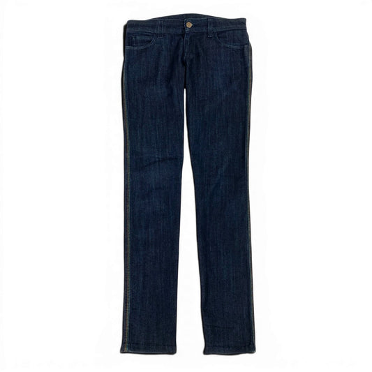 13f6 E GUCCI グッチ ロゴ刺繡 スキニーデニムパンツ 虹 レインボー 310228 XD051 サイズ38 濃紺 レディース 女性用u02t