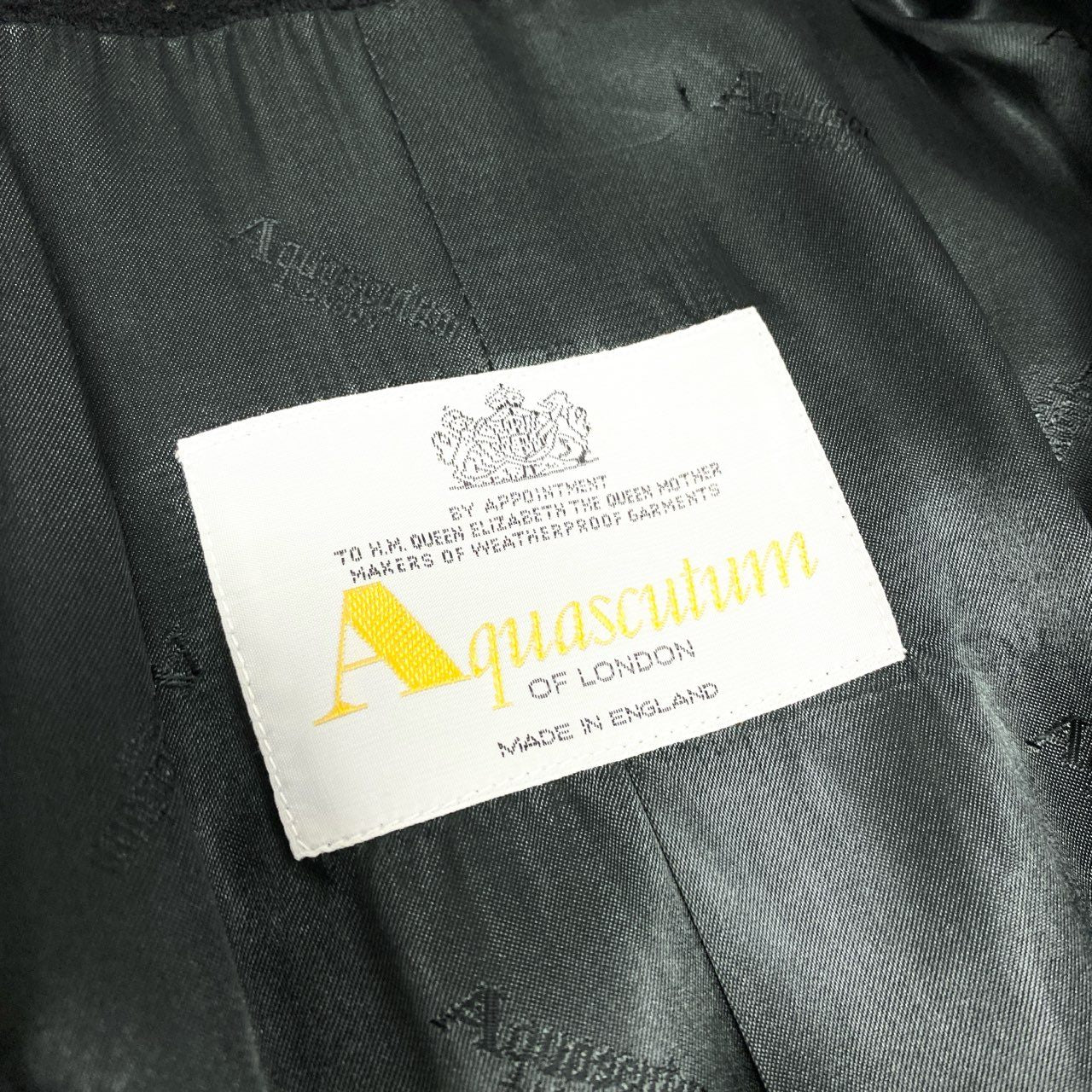 80k11 Aquascutum OF LONDON アクアスキュータム 英国製 ステンカラーコート ロングコート ラムファー 比翼ボタン レディース 女性用 アウター ブラックu02t