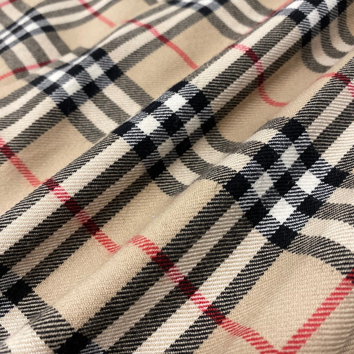 88i15 BURBERRY LONDON BLUE LABEL バーバリーロンドン ブルーレーベル ノバチェック 台形スカート タックスカート サイズ36 ベージュ ウール レディースo07t