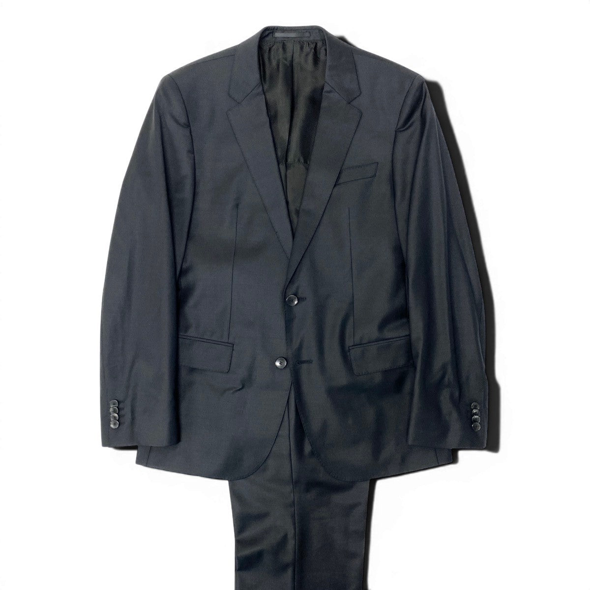 80e13 HUGO BOSS ヒューゴボス スーツセットアップ テーラードジャケット スラックス 46サイズ ブラック メンズ 男性用u02t