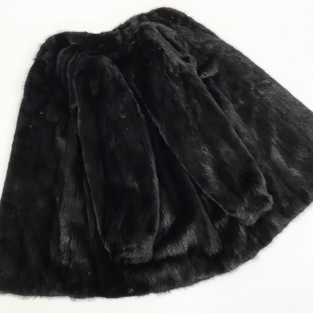 43a21 ダークミンク ファーコート サイズ11 ブラック 本毛皮 Dark Mink Fur Coat 毛質◎ ポケット有t18r
