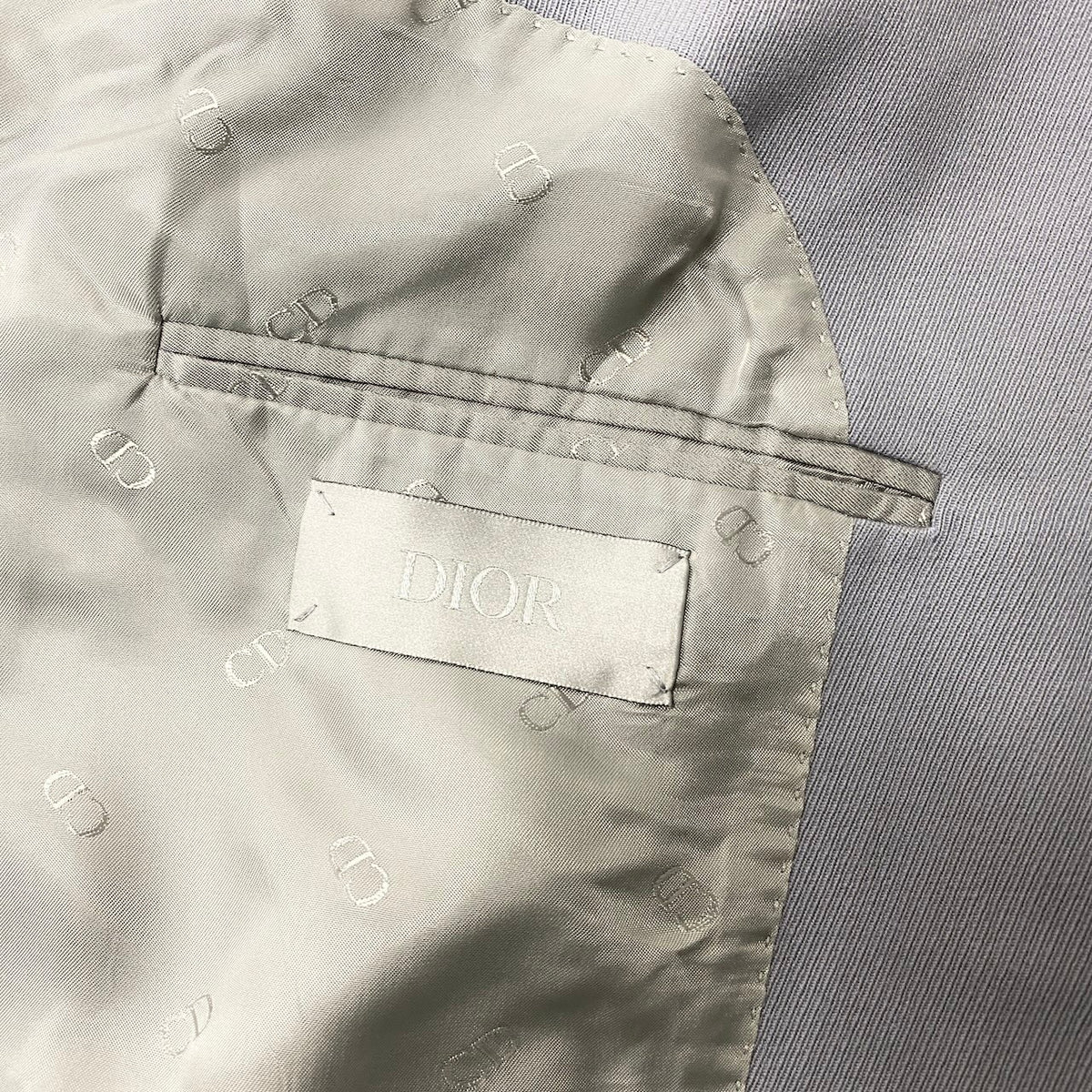 10j15 【未使用】 DIOR HOMME ディオール オム アシンメトリーボタン サファリジャケット ウエストベルト サイズ48 ブルーグレー ウール100％ メンズu02t