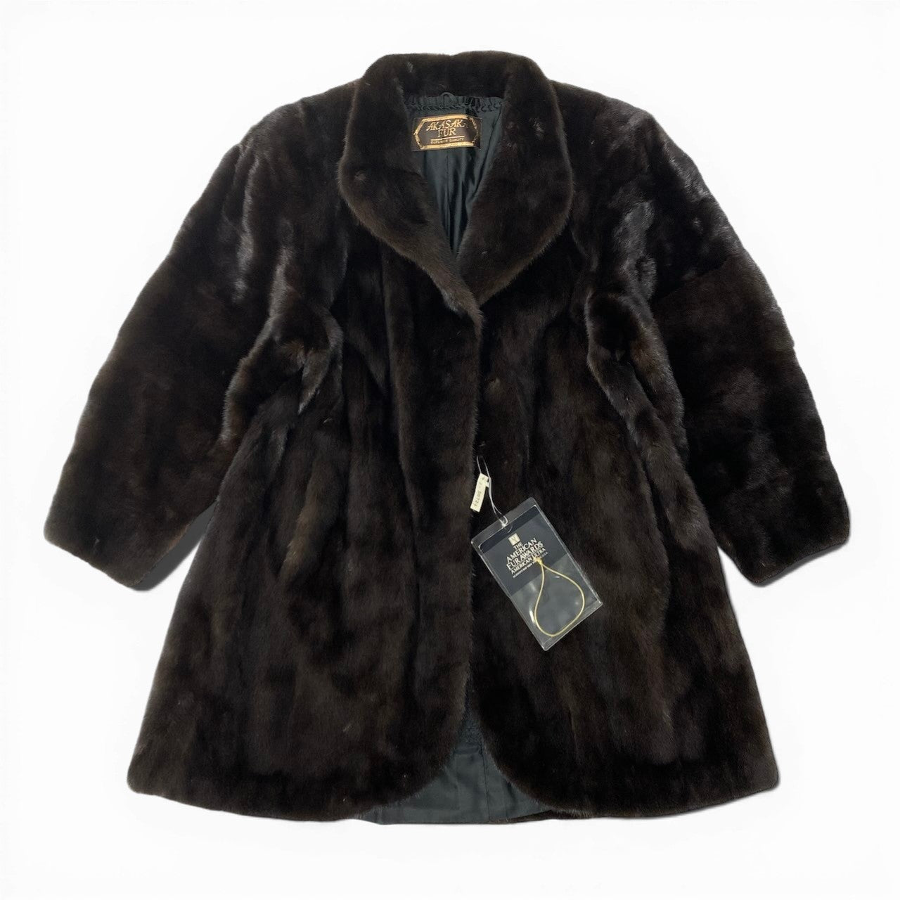 25c14 《5つ星》 AMERICAN FUR AWARDS アメリカンファーアワード デミバフミンク ロングコート サイズF ブラウン 最高級本毛皮 Mink Fur Long Coat タグ付t18r