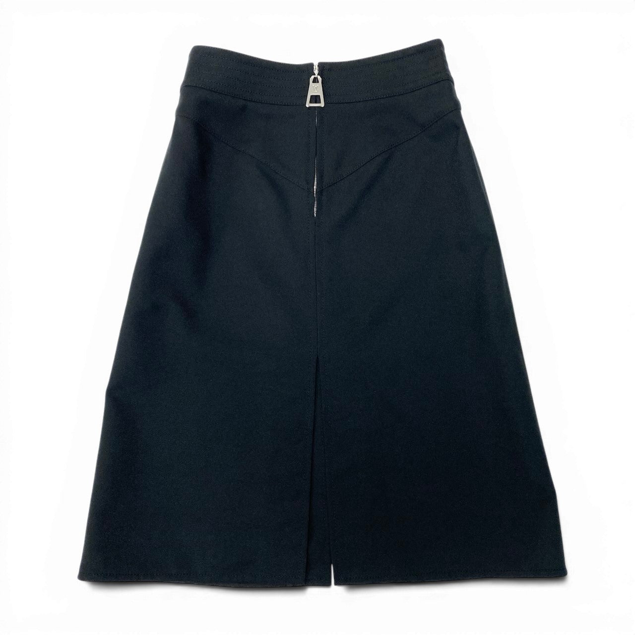 Ic30 《美品》 LOUIS VUITTON ルイヴィトン シルバーラージジップ ショートスカート Silver Large Zip Short Skirt サイズ34 ブラックt18r