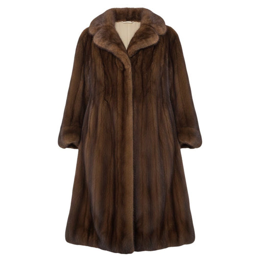59h18 デミバフミンク 超ロングコート 丈115cm F ブラウン 本毛皮 リバーシブル Mink Fur Long Coatt18r