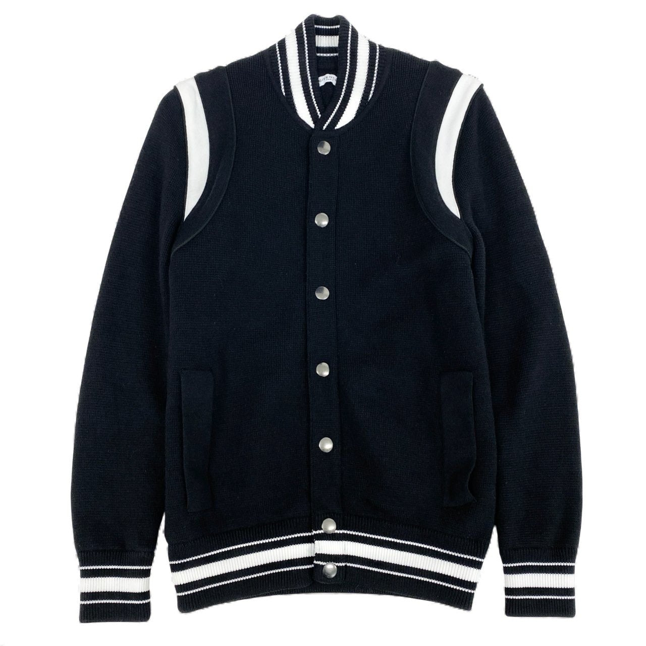 5L17 GIVENCHY ジバンシィー ニット ブルゾン ジャケット アウター BM008P4Y1L Mサイズ ブラック ホワイト ウール100％ メンズk02i