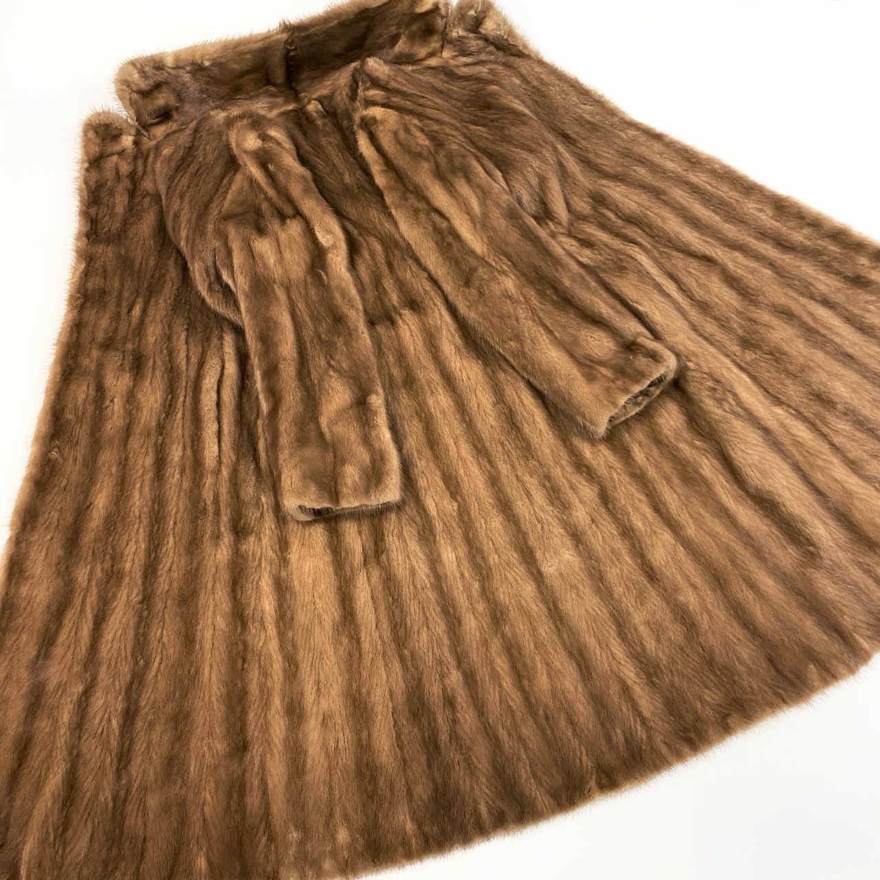 73a21 パステルミンク 丈110cm 超ロングコート サイズF 茶系 本毛皮 Mink Fur Super Long Coatt18r