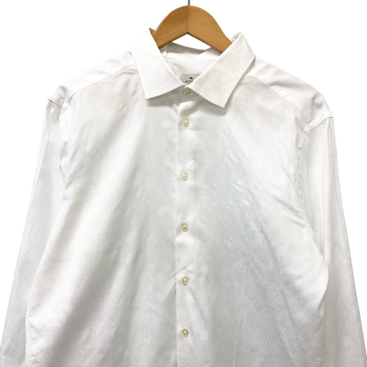5c2 【美品】 ETRO エトロ ペイズリー柄 ロングスリーブシャツ コットンシャツ 総柄 イタリア製 メンズ 紳士服 サイズ43 ホワイト 綿100％u02t
