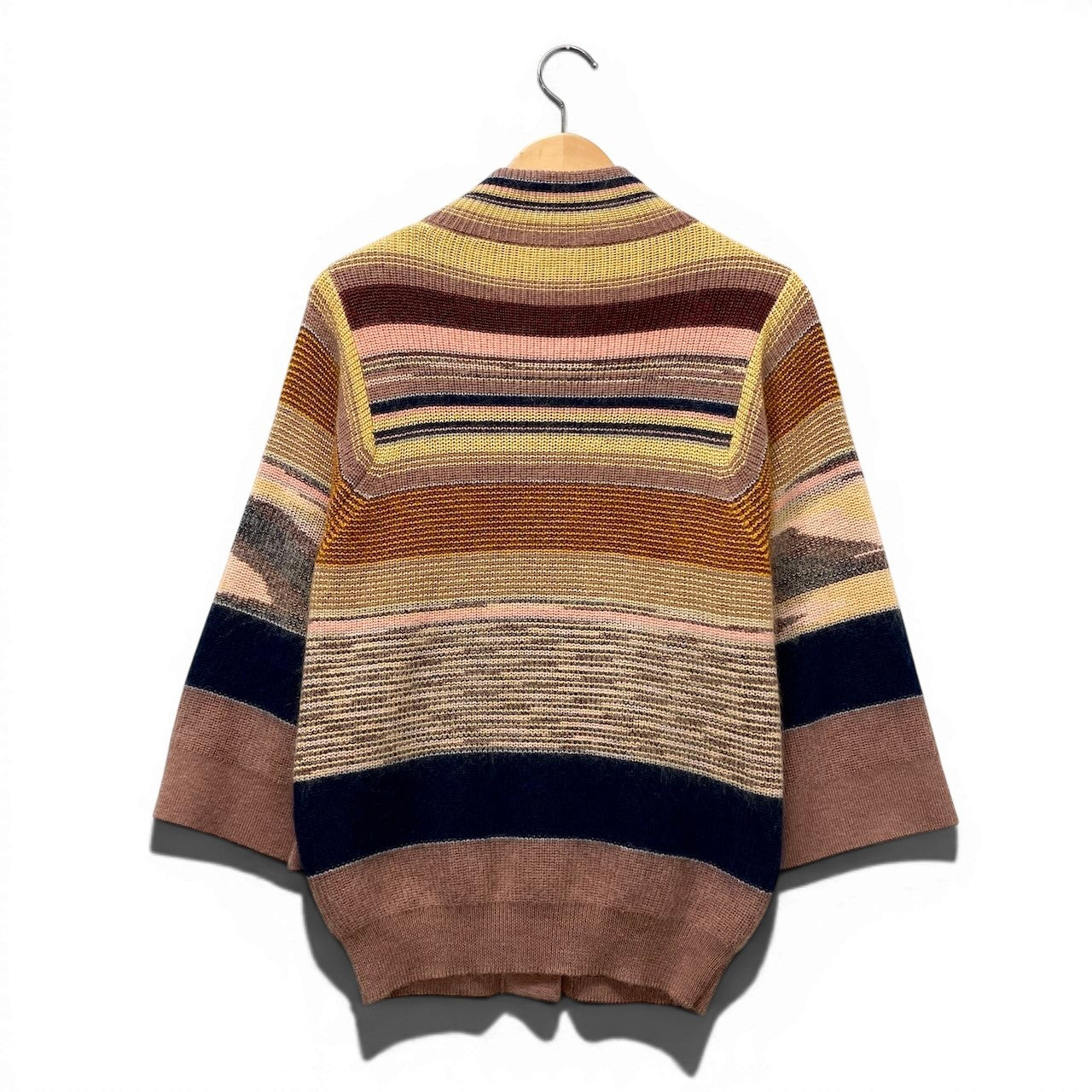 82f16 MISSONI ミッソーニ ニットカーディガン ボーダー柄 ウールブレンド サイズ42 マルチカラー レディース 女性服u02t